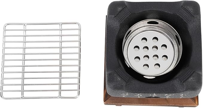 Japanese Script Food Charcoal Stove, Fast Heating Portable Barbecue Stove, Heat Resisting Food Charcoal Stove for Grilling Family (19.5x18cm / 7.7x7.1in)
