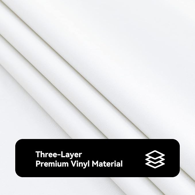 Romanstile 100% Waterproof Rectangle PVC Tablecloth, Oil Spill Proof Vinyl Table Cloth, Heavy Duty Wipe Clean Plastic Table Covers for Kitchen/Dining/Parties - 52 x 70 Inch, White