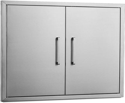 28" W x 23" H Outdoor Kitchen Doors Stainless Steel BBQ Double Access Door,Flush Mount for Outdoor Kitchen Island