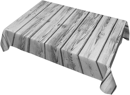 Decorative Rectangle Table Cloths Vintage Wooden Pattern Grey Tablecloth Table Cover for Dining/BBQ/Picnic/Coffee Table 52 X 70 Inches