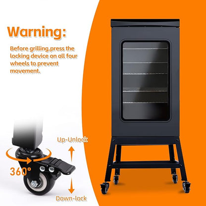 Mobile Stand for EAST OAK 30 inch Electric Smoker, Leg Extension Kit with Wheels for EAST OAK 30" Outdoor Electric Smoker, Smoker Grill Stand for Outdoor Barbecue,Black,All Steel Mobile Stand Base