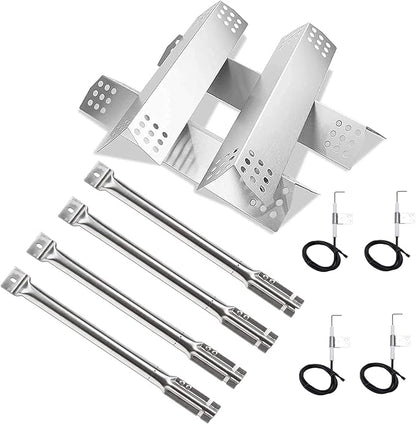 Hisencn Repair Kit for Master Forge 1010037, 1010048 Gas Grill Models, Stainless Steel Burners, Stainless Steel Heat Plates Replacement Parts, Grill Replacement Parts for Master Forge