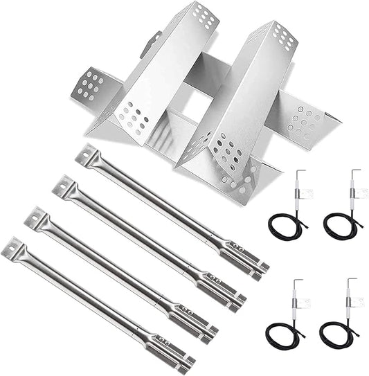 Hisencn Repair Kit for Master Forge 1010037, 1010048 Gas Grill Models, Stainless Steel Burners, Stainless Steel Heat Plates Replacement Parts, Grill Replacement Parts for Master Forge