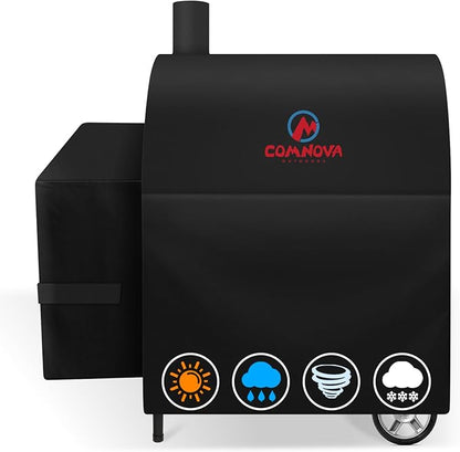 Comnova Grill Cover for Char Griller Smokin' Champ without Side Fire Box - 600D Waterproof Grill Cover Fits Smokin Champ 1624, Offset Smoker 1733, Blazer 2130, Classic 2175 Model - 45"L x 29"W x 50"H