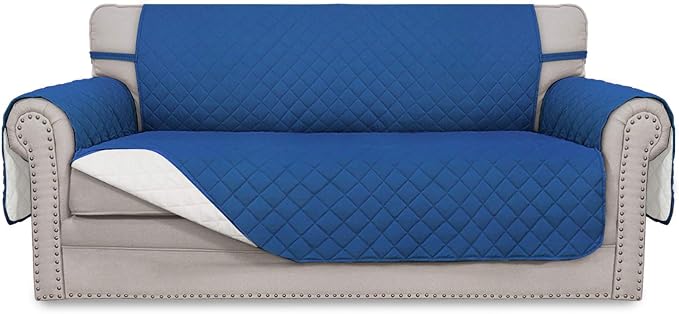 Easy-Going Reversible Couch Cover, 2 Cushion Sofa, Blue/Ivory | Oversized Loveseat Slipcover For Dogs, Water Resistant Mat, Living Room, Non-Slip Sofa Cover, Pet Friendly