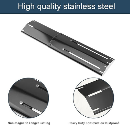 Universal replacement heavy duty adjustable heat plate shield,Burner cover,Flavorizer bar,heat Tent,Flamer tamer for gas grill models,Extends from 11.75"up to 21"L (Porcelain Steel, 3 Pack)