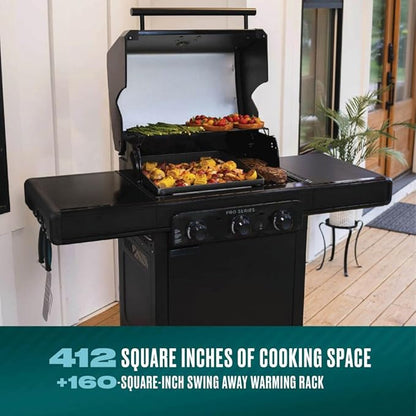 Charbroil Pro Series with Amplifire Technology 3-Burner Propane Gas Grill and Griddle Cabinet, Black - 463365124