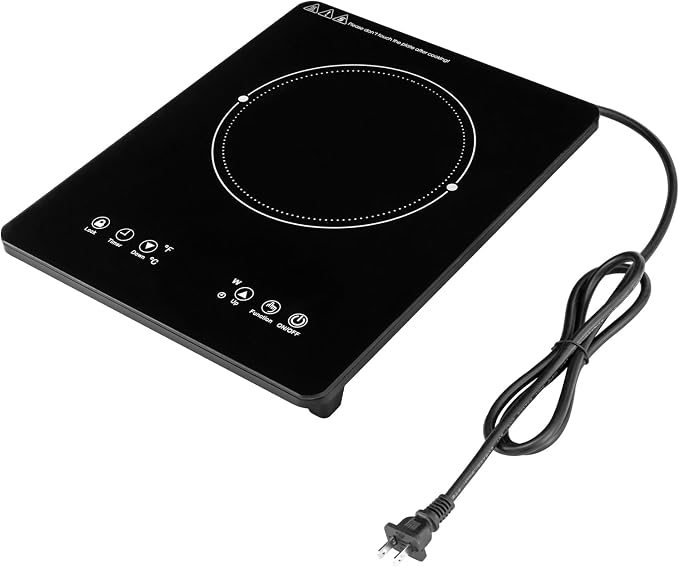 Portable Induction Cooktop with Timer 1800W, 9 Power & Temperature Levels, Child Safety Lock, Thin Design for Home, Office, RV Travel, US Plug 110-120V