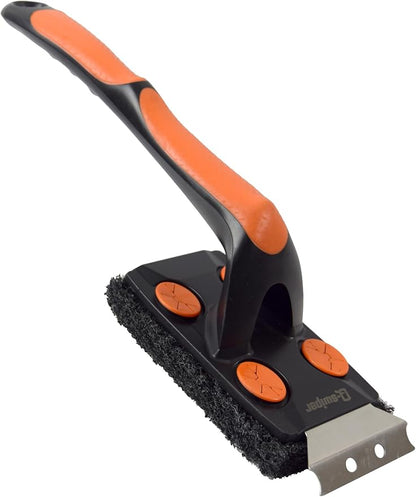 Proud Grill Q-Swiper XL BBQ Grill Brush & Scraper - Bristle & Wire-Free, Stainless Steel BBQ Cleaning Tool for Outdoor Griddle Grates, Use with Q-Swiper Steam Cloth or Grilling Wipes (sold separately)