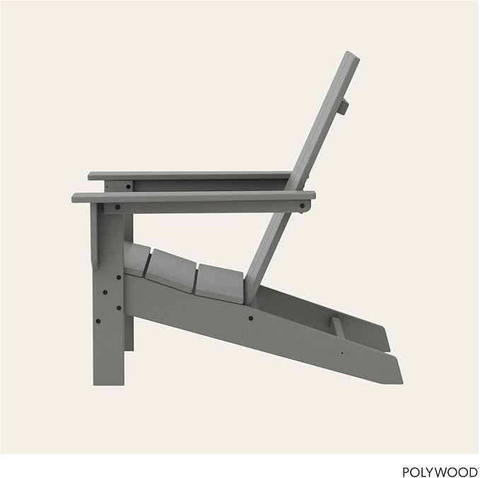 POLYWOOD Contemporary Modern Oversized Adirondack Chair in Slate Grey