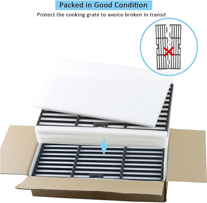 17 inch Cooking Grates for Nexgrill 6-Burner Deluxe 720-0896B Gas Grill, Cast Iron Grill Grids for Home Depot 720-0898 720-0896E 720-0896X 720-0896 720-0896BK 720-0896C 720-0898A Replacement Part