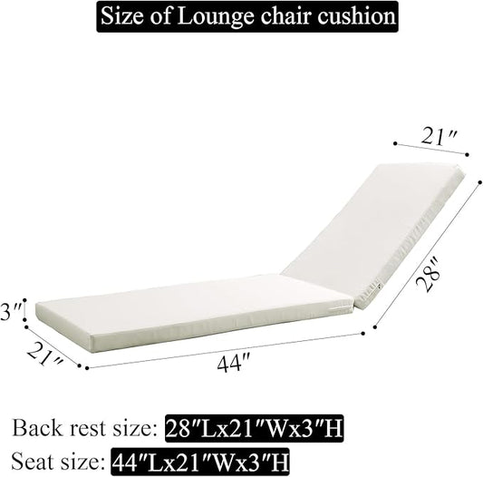 72x21 Inches Chaise Lounge Cushions Outdoor Replacement for Pool Side Waterpoof Patio Lounge Chair Cushions, Beige