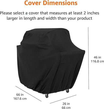 Amazon Basics Gas Grill Cover for Outdoor, Waterproof, Anti-UV, Water Resistant, All Weather Protection, Durable, 66 inch, Large, Black