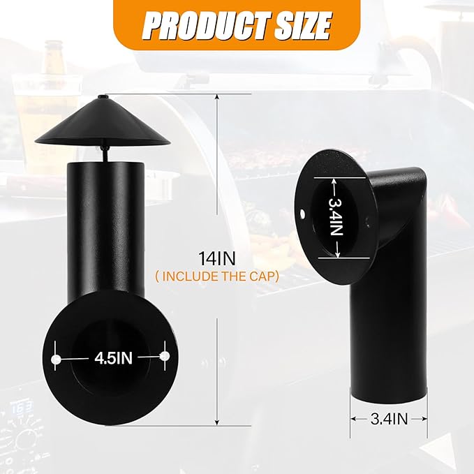 Pellet Grill Smoke Stack Chimney Replacement for Pit Boss Traeger Camp Chef, Replacement Stack Smoker Kits with Umbrella, Gasket, Screw, Locking Washer & Washer