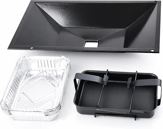 99250/7515 Grease Tray Set with Catch Pan & Holder - 10pack Liner Drip Pan Replacement for Weber Spirit 310/320/700 (2007-2012: Side Control), Genesis Silver/Gold/Platinum B/C Grills
