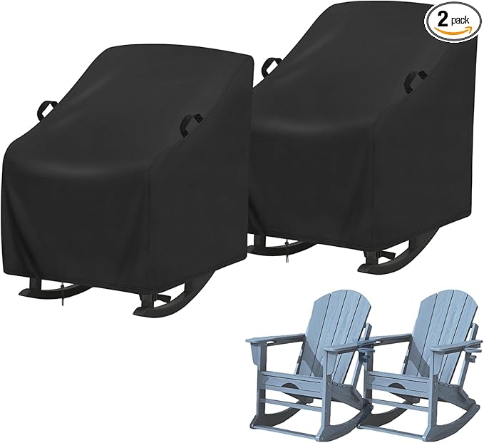 Cover for Adirondack Rocking Chair,Covers compatible with HDPE Adirondack Rocker,Patio Rocking Chair for Porch, Patio, Balcony(2-Pcs,29.5"W x 35.6"L x 37.7"H)