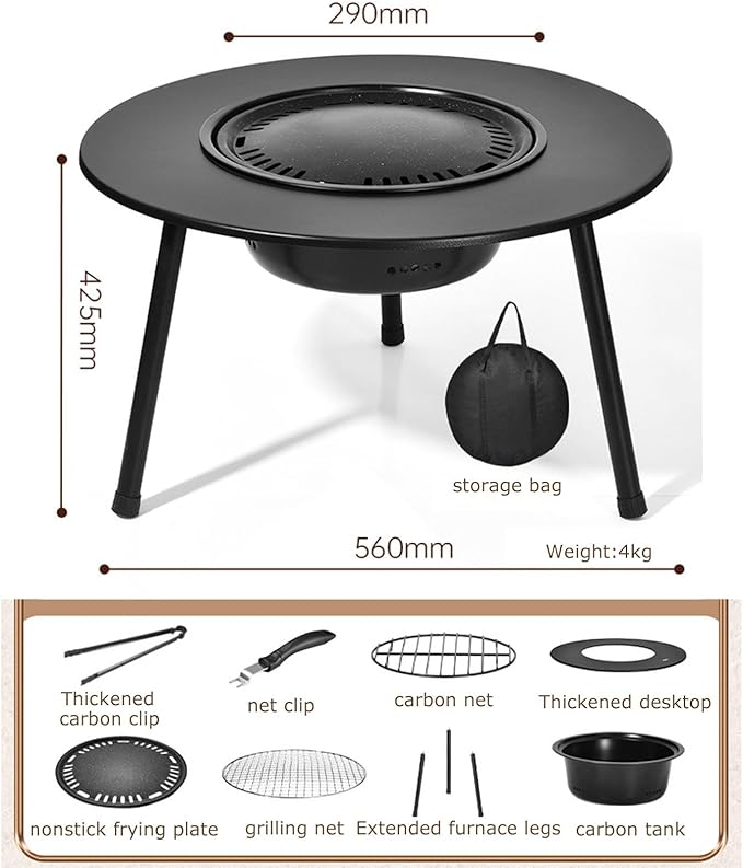Barbecue Charcoal Grill,Folding Portable Dual use small bbq,Mini Outdoor Garden Barbecue Meat Rack for Backyard,Cooking,Camping and Parties (22IN)
