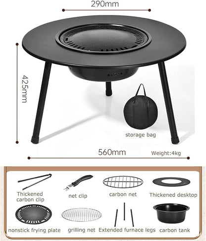 Barbecue Charcoal Grill,Folding Portable Dual use small bbq,Mini Outdoor Garden Barbecue Meat Rack for Backyard,Cooking,Camping and Parties (22IN)