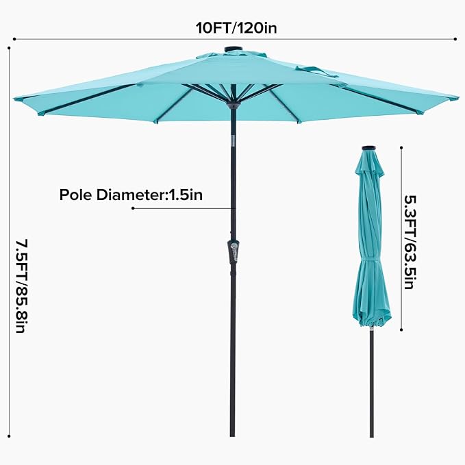 NEWBULIG 10FT Patio Umbrella, Offset Cantilever Outdoor Patio Table Umbrella, UV Protection, Fade Resistant Fabric, Easy Tilt Adjustment for Deck, Pool, Backyard, Garden