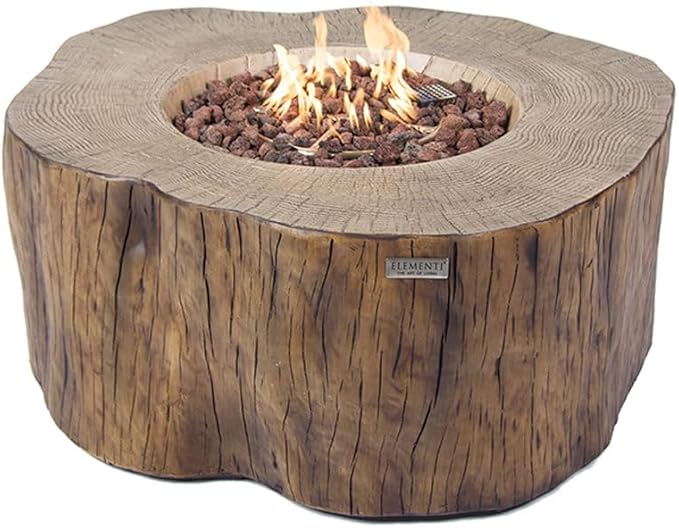 Elementi Manchester Outdoor Firepit Table 42 Inches Rectangular Fire Pit Concrete Patio Heater Electronic Ignition Backyard Fireplace Cover Lava Rock Included Liquid Propane