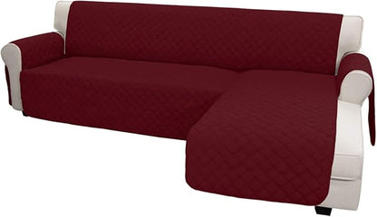 Easy-Going Reversible L-Shape Sectional Couch Cover, Small, Christmas Red | Soft Sofa Slipcover For Dogs, Fits Left/Right Chaise Lounge Protector, Water Resistant Mat For Living Room