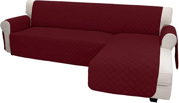 Easy-Going Reversible L-Shape Sectional Couch Cover, X-Large, Christmas Red | Soft Sofa Slipcover For Dogs, Fits Left/Right Chaise Lounge Protector, Water Resistant Mat For Living Room