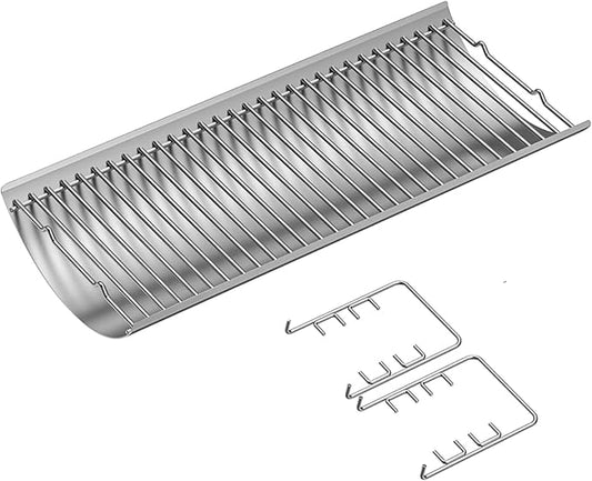 Stainless Steel 27 Inch Charcoal Ash Pan Replacement Parts Chargriller 1224 1324 2121 2222 2727 2828,Charbroil 17302056 Charcoal Grill, BBQ Accessories Ash Tray with 2PCS Fire Grate Hanger