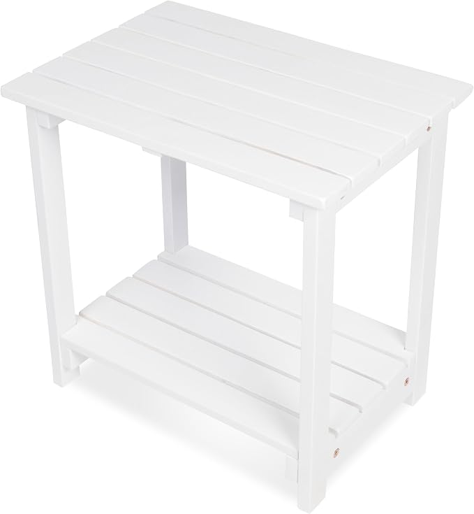 Shine Company Indoor/Outdoor Providence Rectangular Acacia Wooden Side Table, White