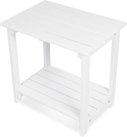 Shine Company Indoor/Outdoor Providence Rectangular Acacia Wooden Side Table, White
