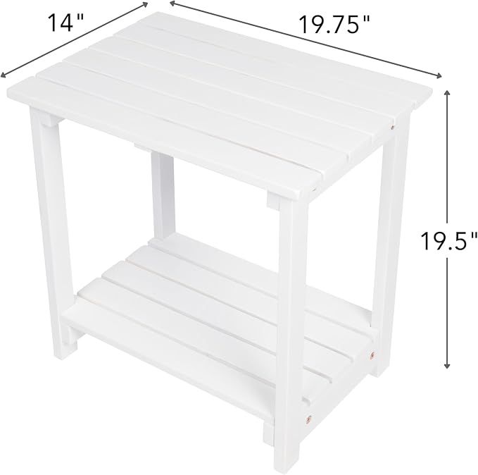 Shine Company Indoor/Outdoor Providence Rectangular Acacia Wooden Side Table, White