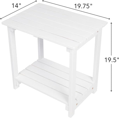 Shine Company Indoor/Outdoor Providence Rectangular Acacia Wooden Side Table, White