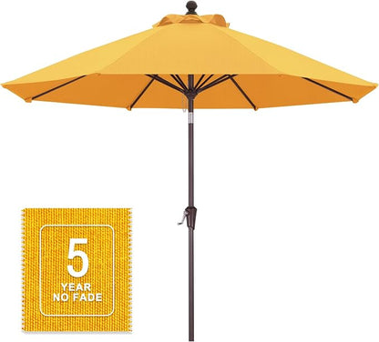 MASTERCANOPY 9ft Olefin 5-Year-Non-Fading Patio Umbrella Gold | UV/Water/Fade-Resistant Canopy, Vented Top, 8 Fiberglass Ribs – Ideal For Deck, Yard, Market