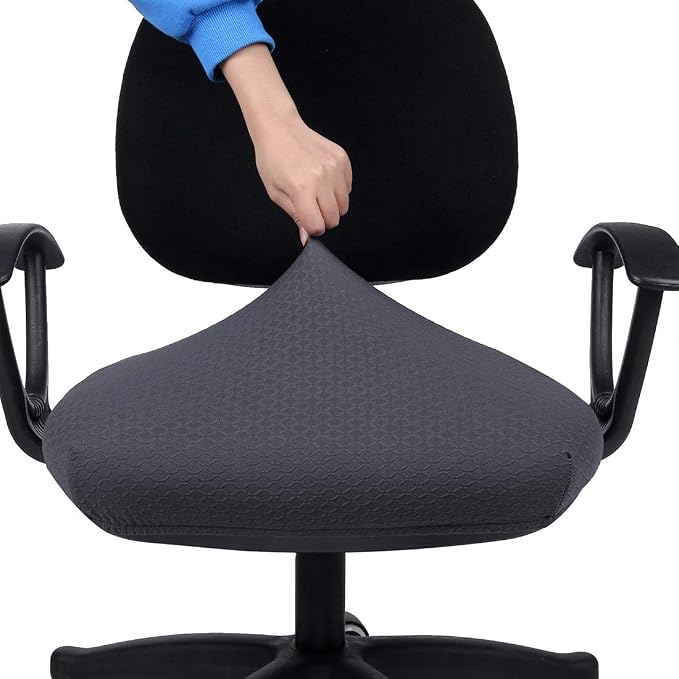 Smiry Office Computer Chair Seat Covers for Desk, Anti-dust Protector | Stretch Jacquard Removable Washable Desk Chair Seat Cushion Protectors, Dark Grey
