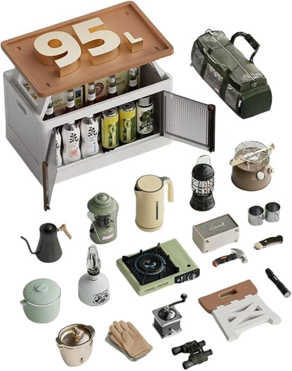 Portable Folding Camping Table with Storage Box, Outdoor Picnic Table