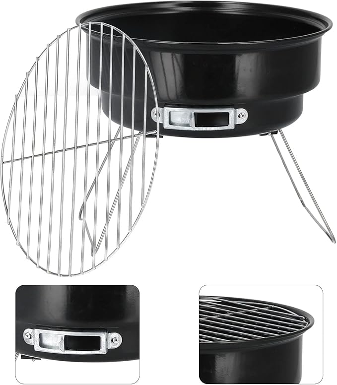 Gavigain Charcoal Grill, Mini Flat Top Kettle Barbecue Grill Small Portable Outdoor BBQ Grill for Backyard Garden Camping Cooking