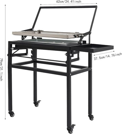 Portable Charcoal Flip Grill, 360° Rotating Outdoor BBQ Grill, Steel Flipping Barbecue Grills, Cooking Grill with Removable Tray Suit for 8 People Camping Picnic Yard Party