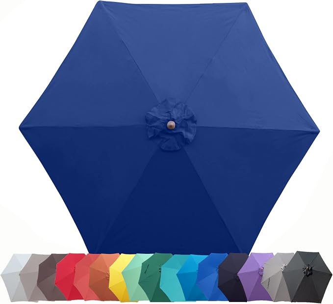 Formosa Covers 9ft 6 Ribs Market Patio Umbrella Replacement Canopy - Top Canvas - 600D UV Protective and Water Resistant Umbrella Olefin Fabric- Premium Quality Replacement Canopy Cover ONLY (Navy)