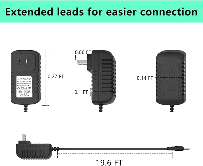Power Adapter Replacement Part 9004190216 Compatible with Masterbuilt Gravity Series 560/800/1050 XL Digital Charcoal Grill and Smoker Combo, with 19ft Power Cord Charger