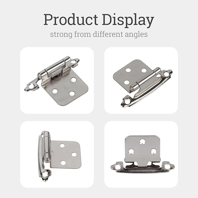 Self Closing Cabinet Hinges for Face Frame,Cabinet Hinges, Metal Hardware for Kitchen Cabinets and Doors (Nickel, 8Pack)