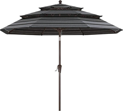 ABCCANOPY 5-Year 10-Year No Fading 9FT 3 Tiers Patio Umbrella, Outdoor Table Umbrella with 8 Sturdy Ribs for Deck, Backyard, Garden, Yard