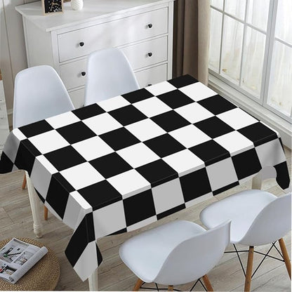 TKS MITLAN Chess Board Decorative Rectangle Tablecloth Black and White Checker Board Polyester Table Cloths Kitchen Table Cover for Dining BBQ Picnic Coffee Table 60 x 84 Inch 6-8 Seats