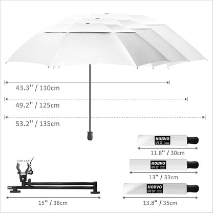 HOBVO UPF 50+ Golf Umbrella with Adjustable Universal Clamp, Portable Umbrellas for Rain, Manual Open & Close, for Beach Chair, Golf Cart, Stroller, Bleacher, Patio