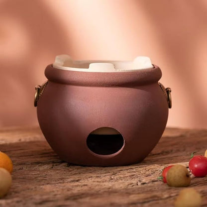 Chaozhou Imperial Kiln rare red clay charcoal stove tea set Kung Fu tea stove Outdoor heating stove barbecue oven Pottery stove（ Ancient charcoal furnace diameter 16CM* H12CM）