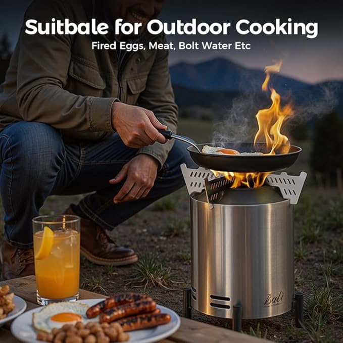 BALI OUTDOORS 6.5 inch Tabletop Fire Pit Round, Stainless Steel Table Top Firepit Small, Outdoor Smokeless Firepit Portable, Silvery