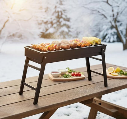 Barbecue Charcoal Grill Stainless Steel Folding Portable BBQ Tool Kits for Camping Hiking Picnics, Travel, Garden, Outdoor