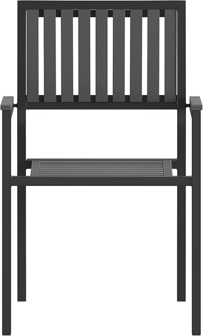 Flash Furniture Poly Resin Indoor/Outdoor Club Chair, Black, 2-Pack | Commercial Grade, Stackable, Indoor/Outdoor Use