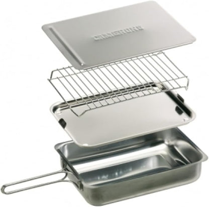 Stovetop Smoker - Gourmet Mini (7" x 11" x 3.5") Stainless Steel Smoker With Wood Chips - Works Over Any Heat Source, Indoor or Outdoor | Stainless Steel Barbecue Smoker Box Use Indoor Outdoor on Any Heat for Smoking Meat, Veggies & Seafood, Grilling G...