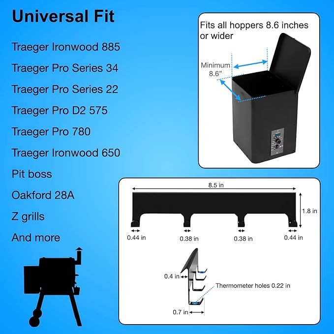 Pellet Smoker Grill Hooks - Hang Utensils and BBQ Accessories - Caddy Organizer - Storage of Spatula Thermometer Meat Probe - Compatible with Traeger, Pit Boss, Z Grills, Camp Chef