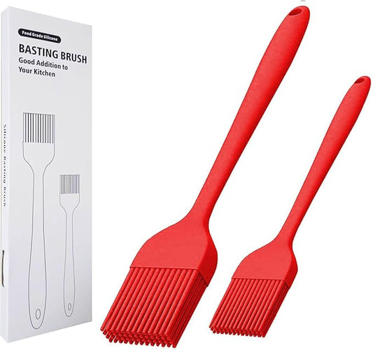 Silicone Basting Brush 2 Pcs Pastry Brush for Oil, BBQ, Grill, Sauce Baking Cooking, Dishwasher Safe (Black)