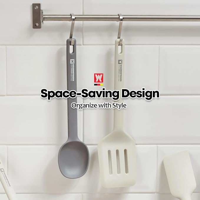 Wagensteiger Light Gray Silicone Slotted Spatula: Cooking Turner with Heat Resistant, Non-stick Cookware Safe, Gentle Head Design, BPA Free (11.81inch x 3.15inch)